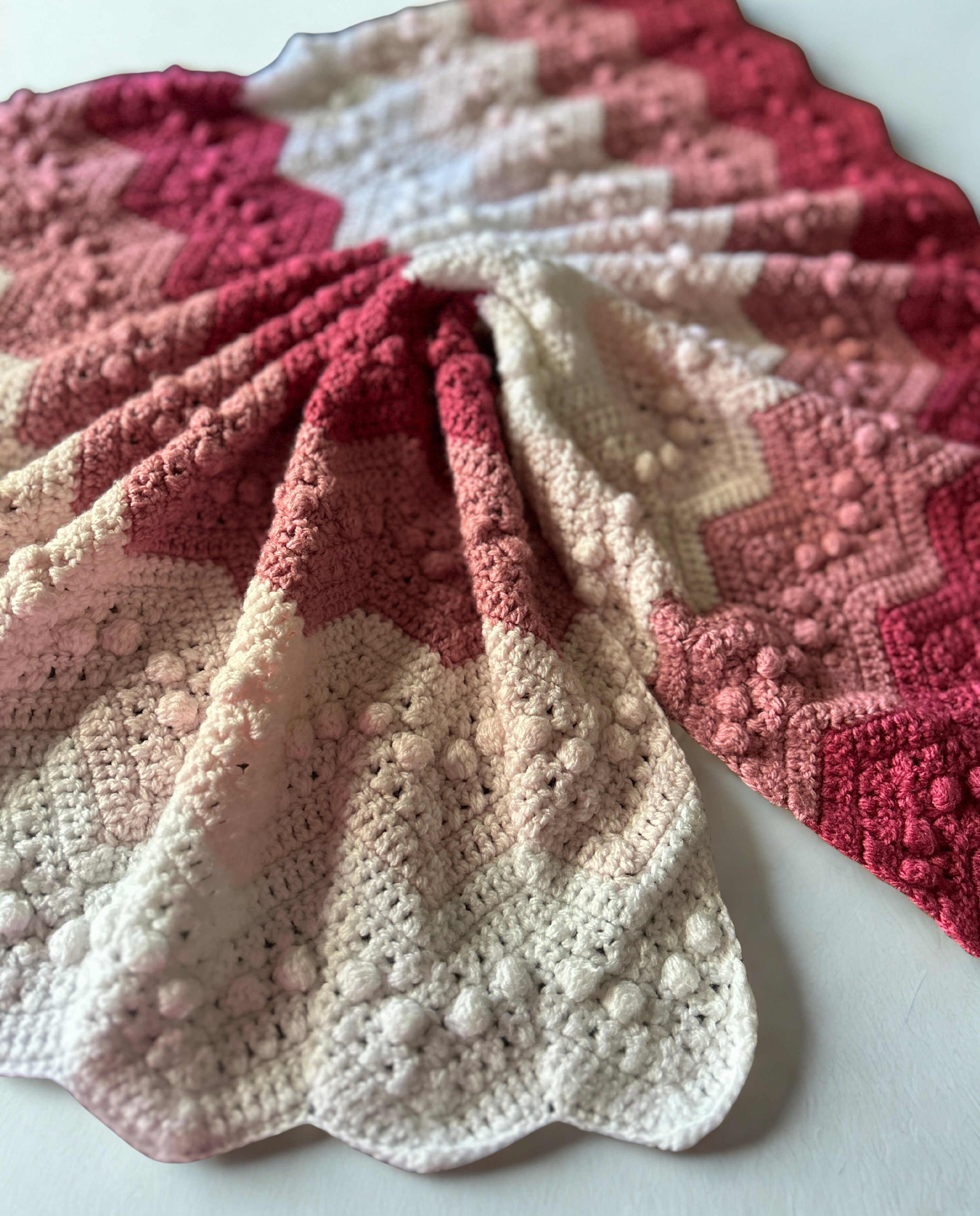 Pink Baby Girl Ripple Blanket Crochet