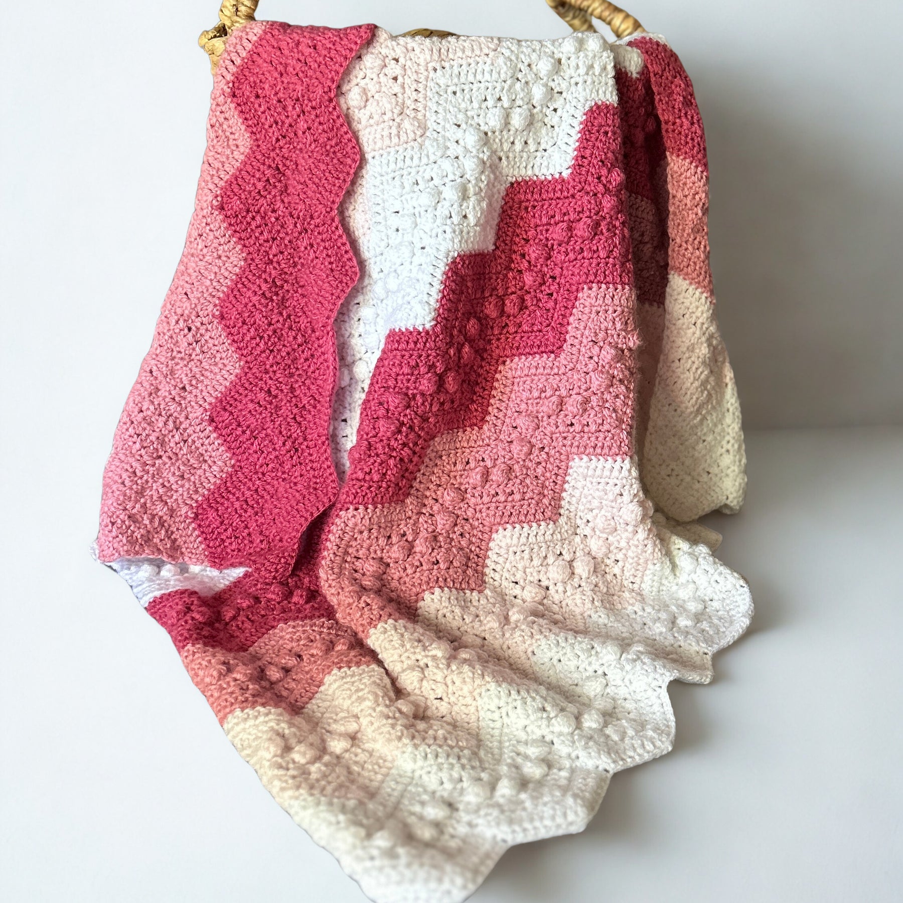 Pink Baby Girl Ripple Blanket Crochet