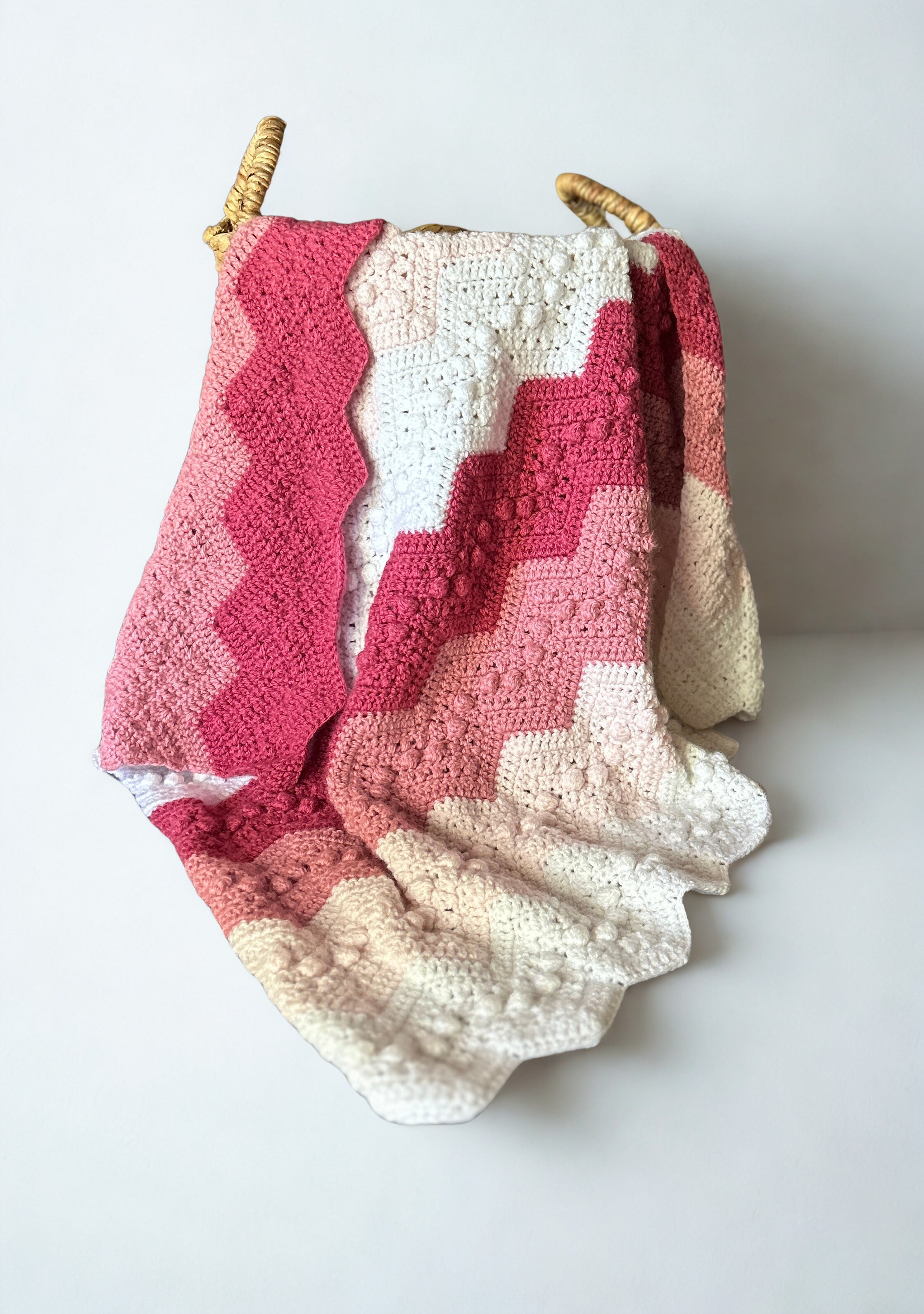 Pink Baby Girl Ripple Blanket Crochet