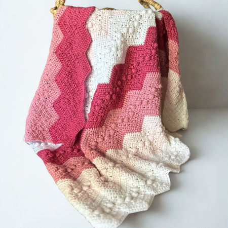 Pink Baby Girl Ripple Blanket Crochet
