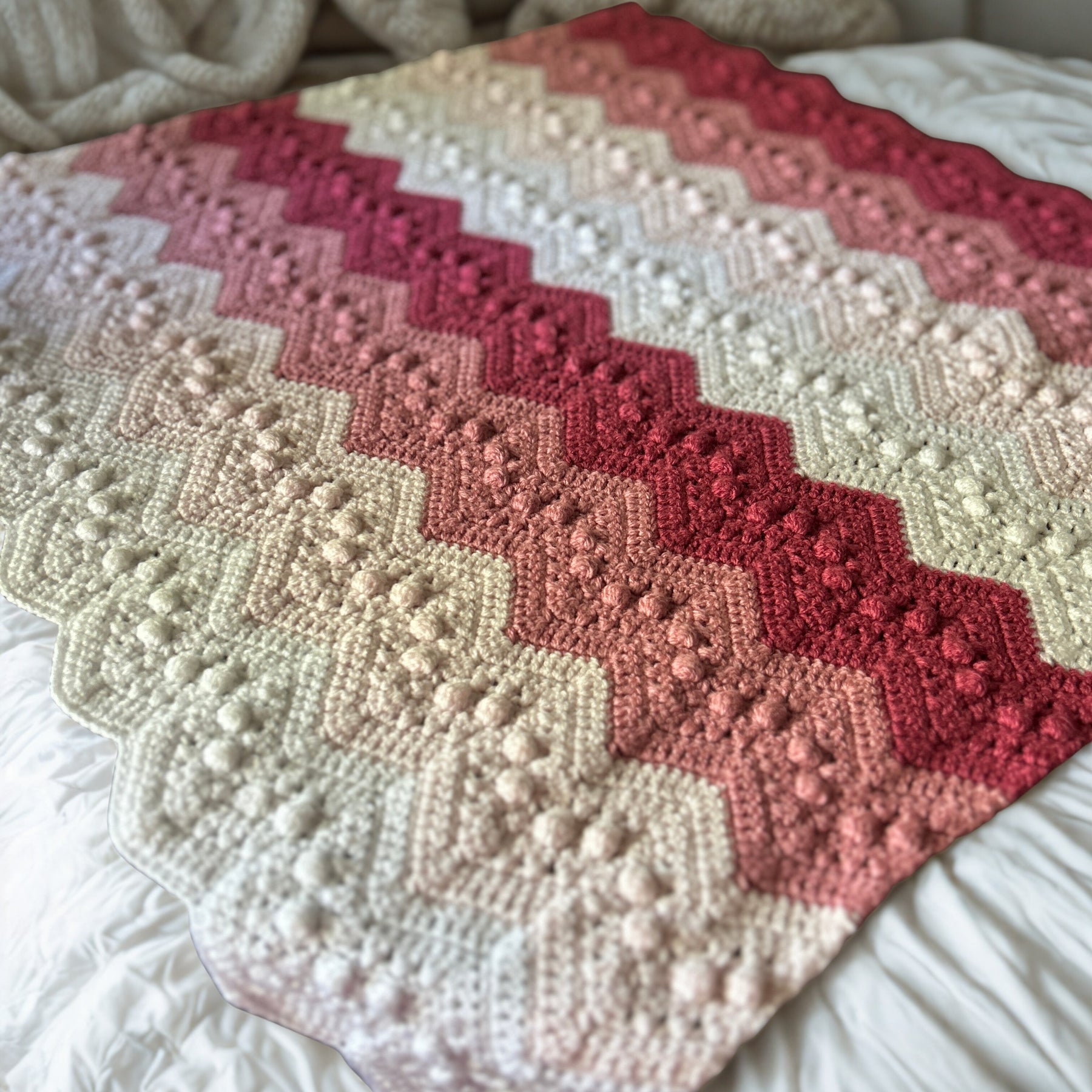Pink Baby Girl Ripple Blanket Crochet