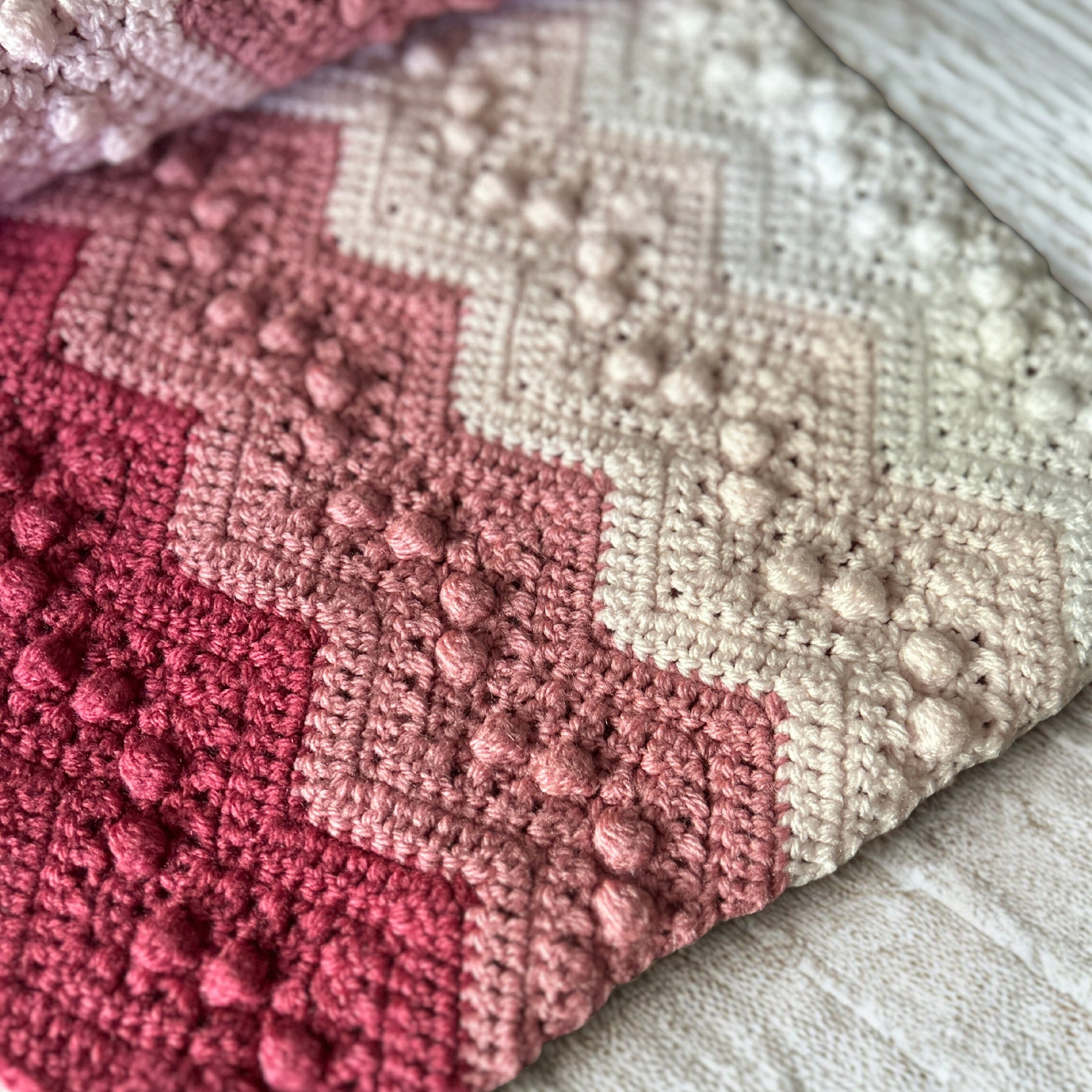 Pink Baby Girl Ripple Blanket Crochet