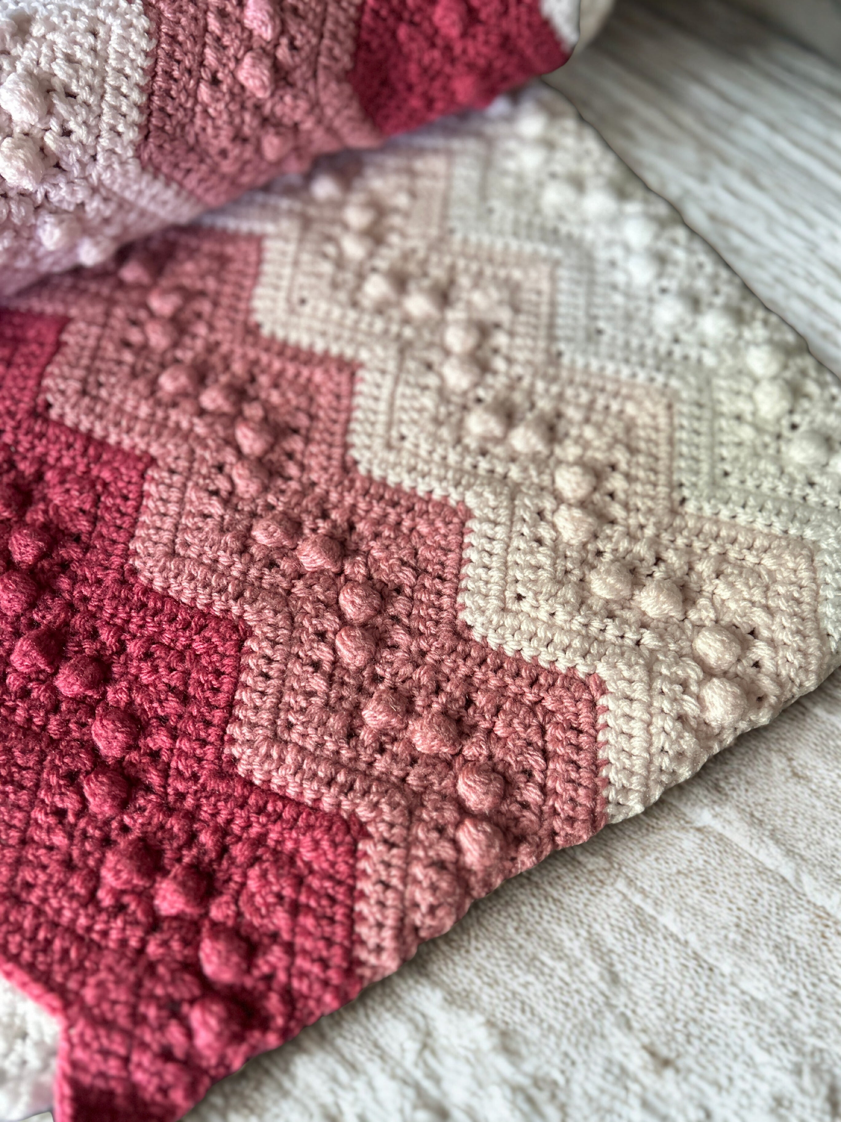 Pink Baby Girl Ripple Blanket Crochet