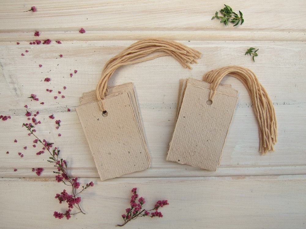 Green tea handmade recycled paper swing tags