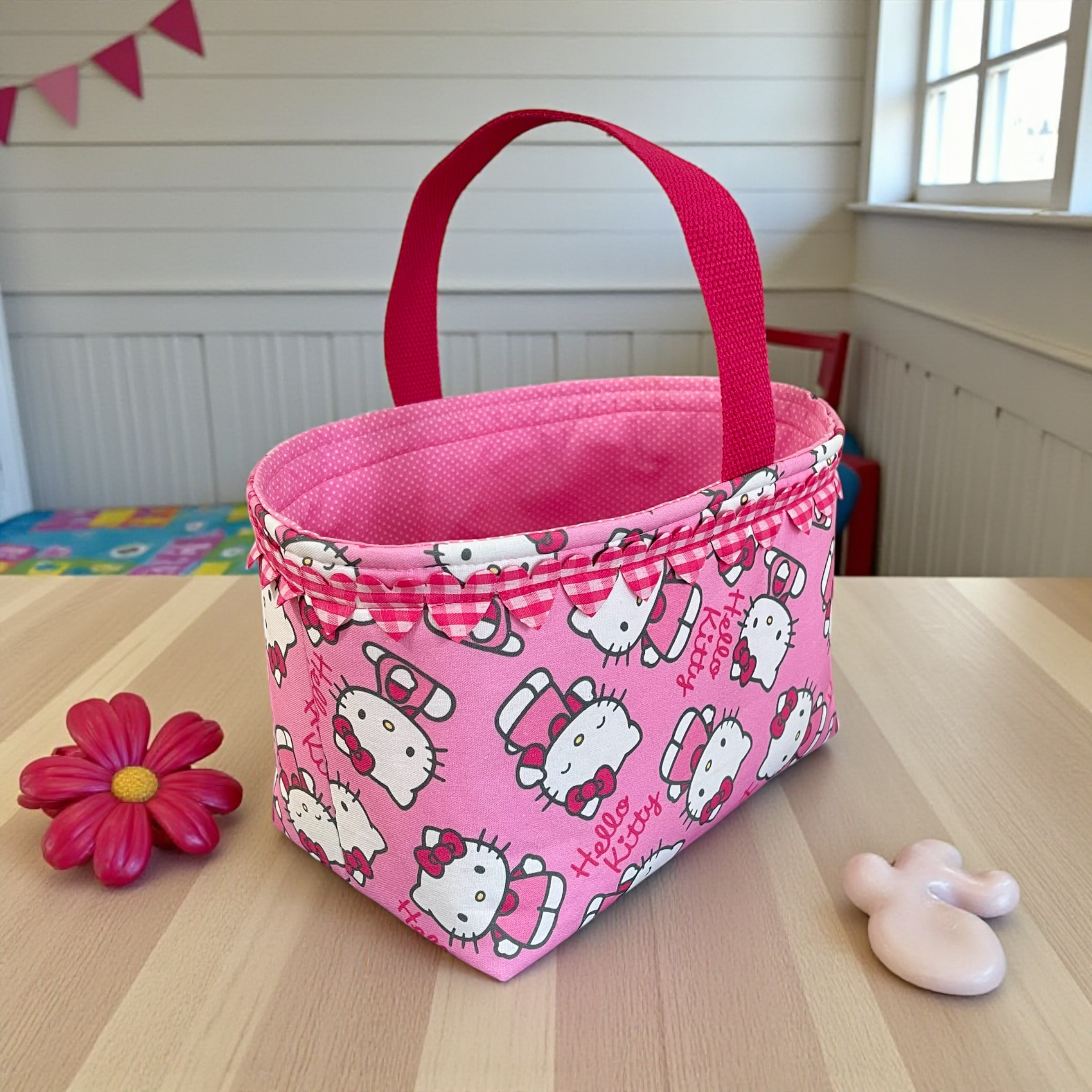 Handmade Hello Kitty Basket with Handle