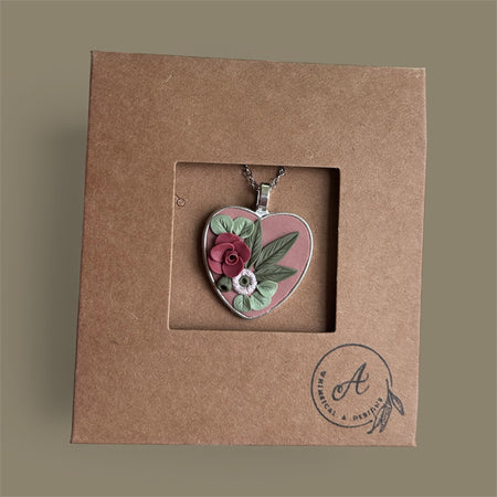 Rose Heart Pendant Pink