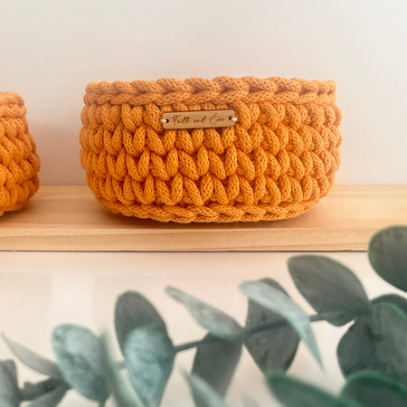 Small Crochet Basket - colour Orange