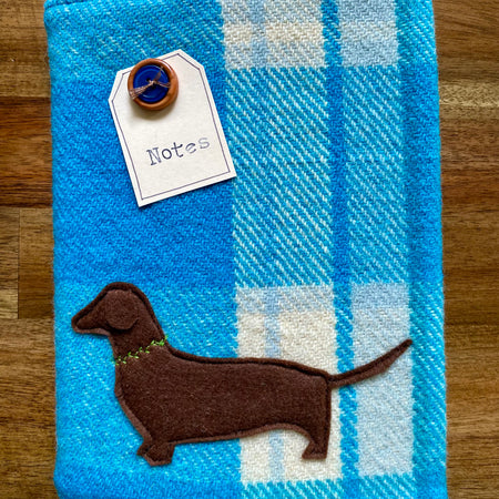 A5 Upcycled Notebook Dachshund - Blue