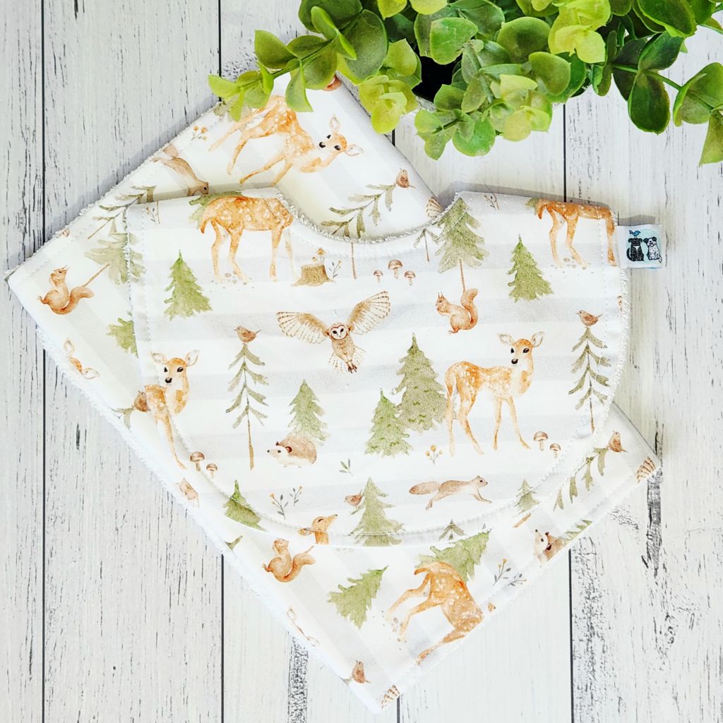 Baby Bib & Burp Cloth Set - Koalas, Lions, Tractors, Daisies or Woodland Animals (5 options)
