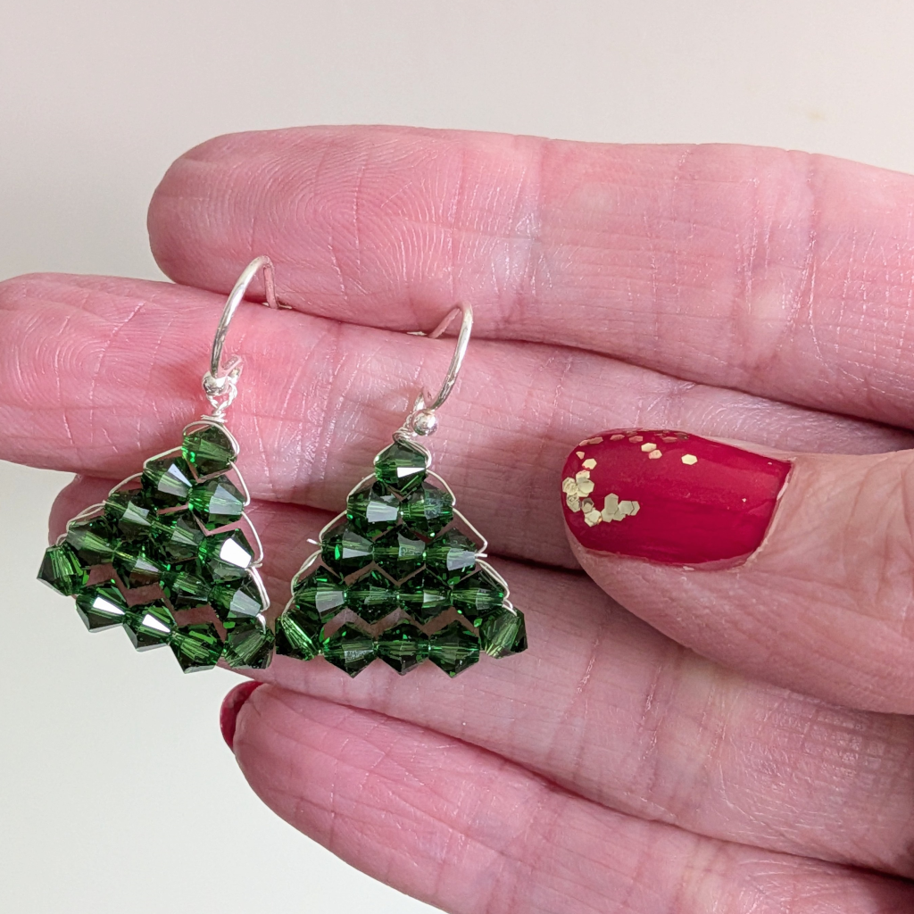 Christmas Earrings Green Swarovski Crystal ChrsitmasTree Earrings