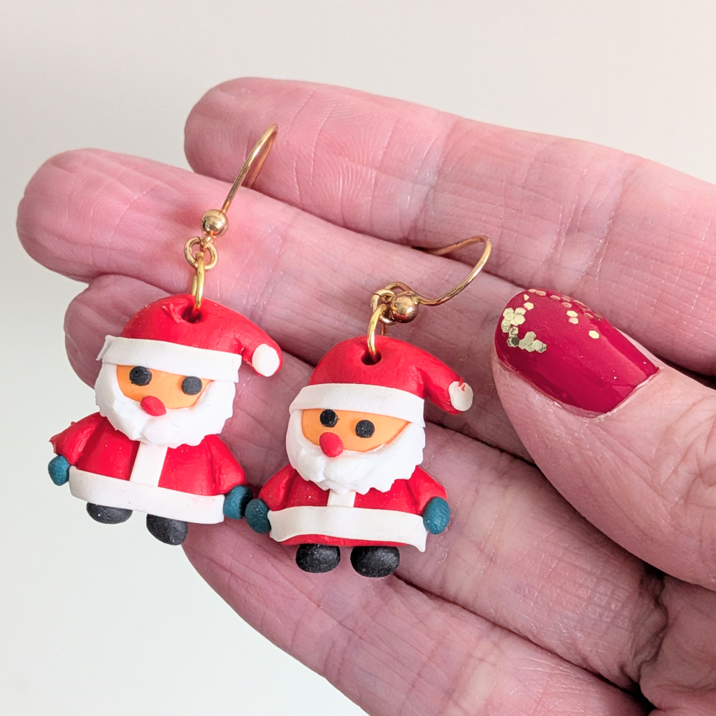 Christas Earrings Polymer Clay Santa Earrings