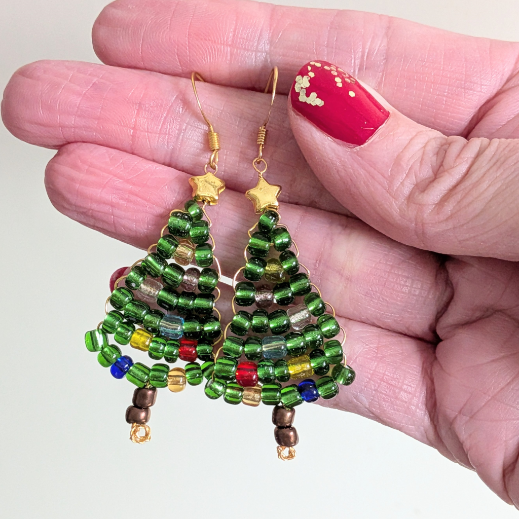 Chrsitmas Earrings Beaded Christmas Tree Earrings