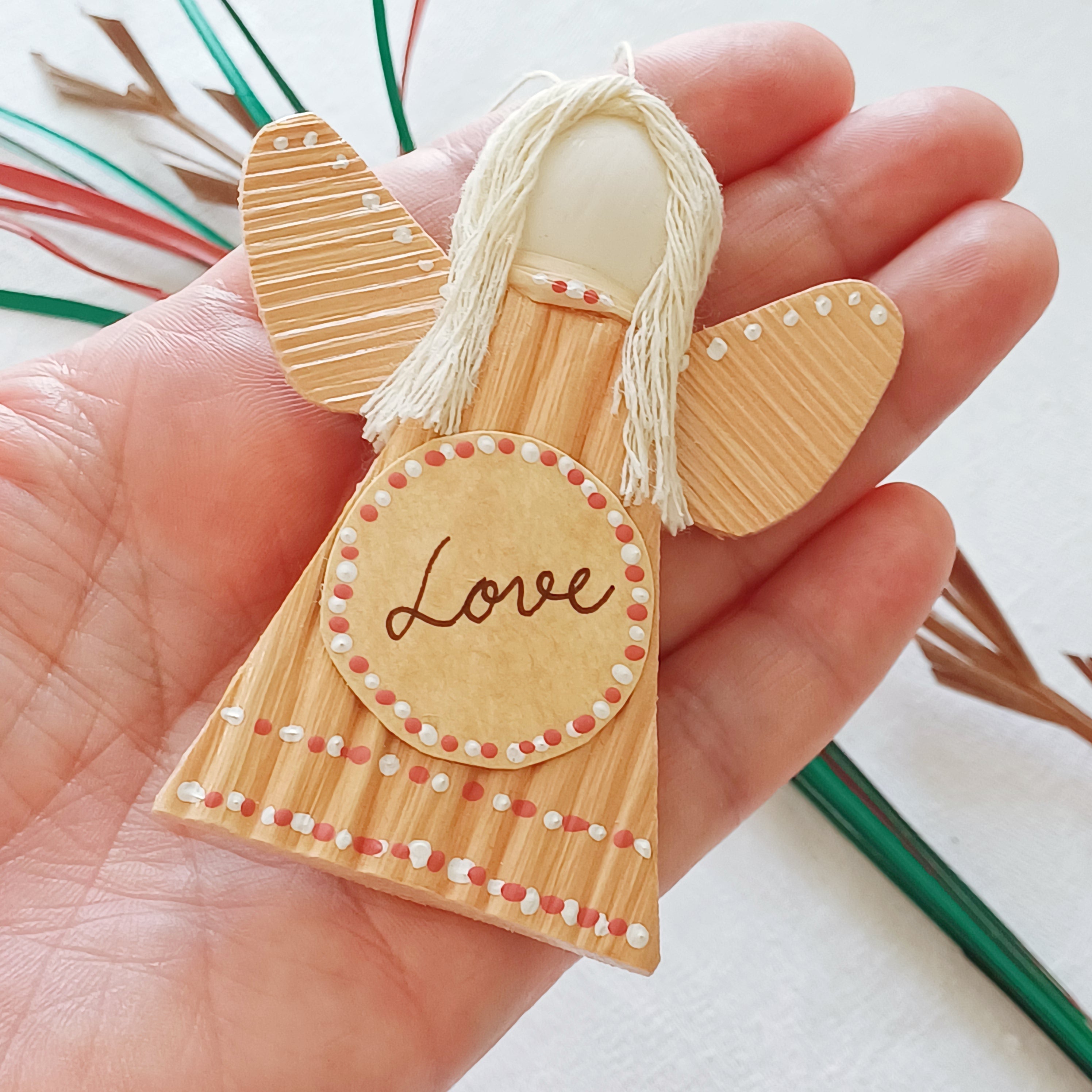 Hello - Little Palm Leaf Angel, Place for Handwritten Message