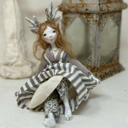 Art doll woodland creature deer woman collectable
