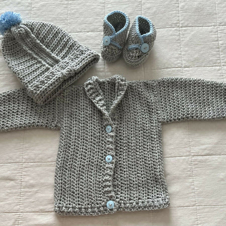 Crochet Cozy Baby Grandpa Jacket Set
