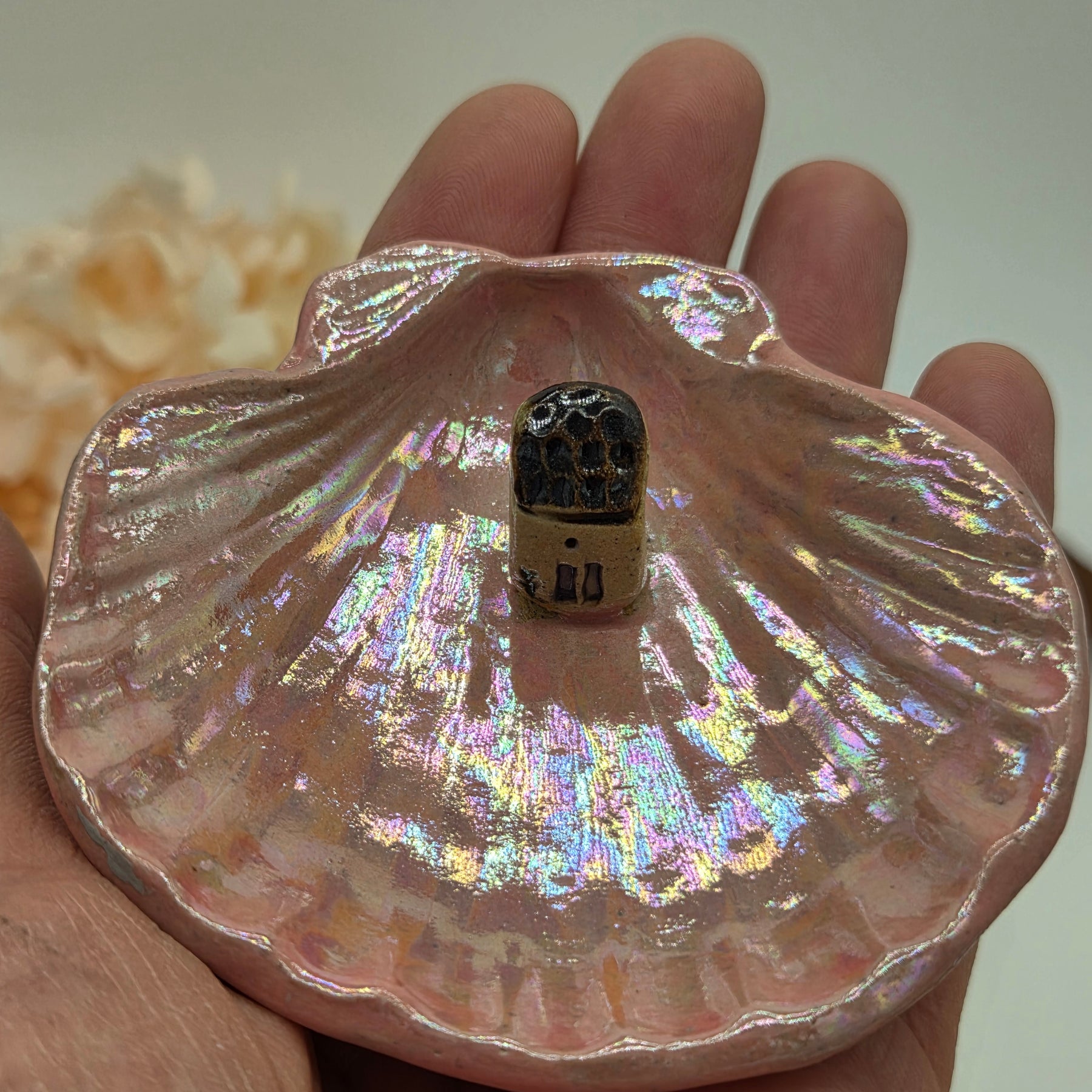 Irridescent Seashell Ring Dish - Brown Roof House
