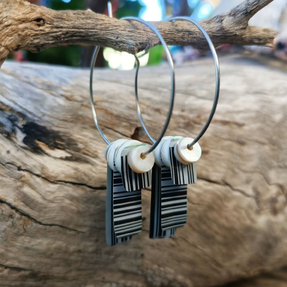 barcode hoop earrings handmade dangles 2