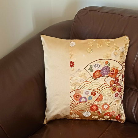 Kimono Cushion Cover - Cream/Gold