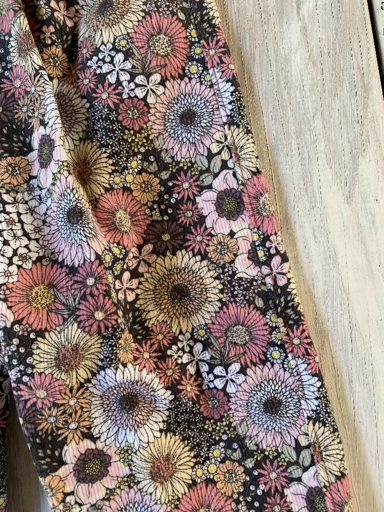 Corduroy Childs overalls retro pink blooms