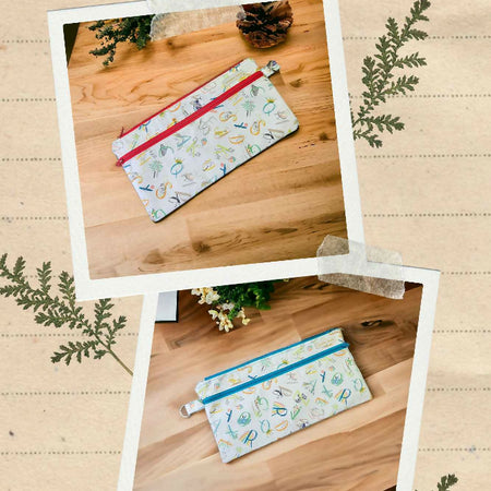 Handmade Alphabet Design Double Zippered Pencil Case