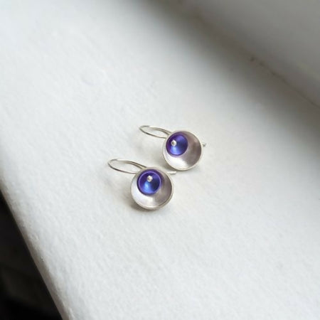 purple niobium × silver small earrings