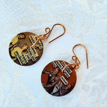 Retro Printed Stainless Steel Disc Earrings #1