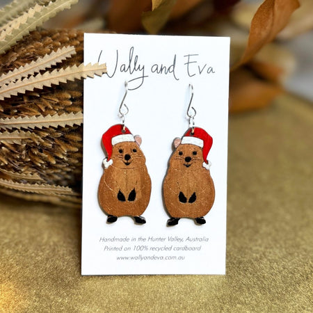 Australian Christmas Quokka Hand Painted Earrings