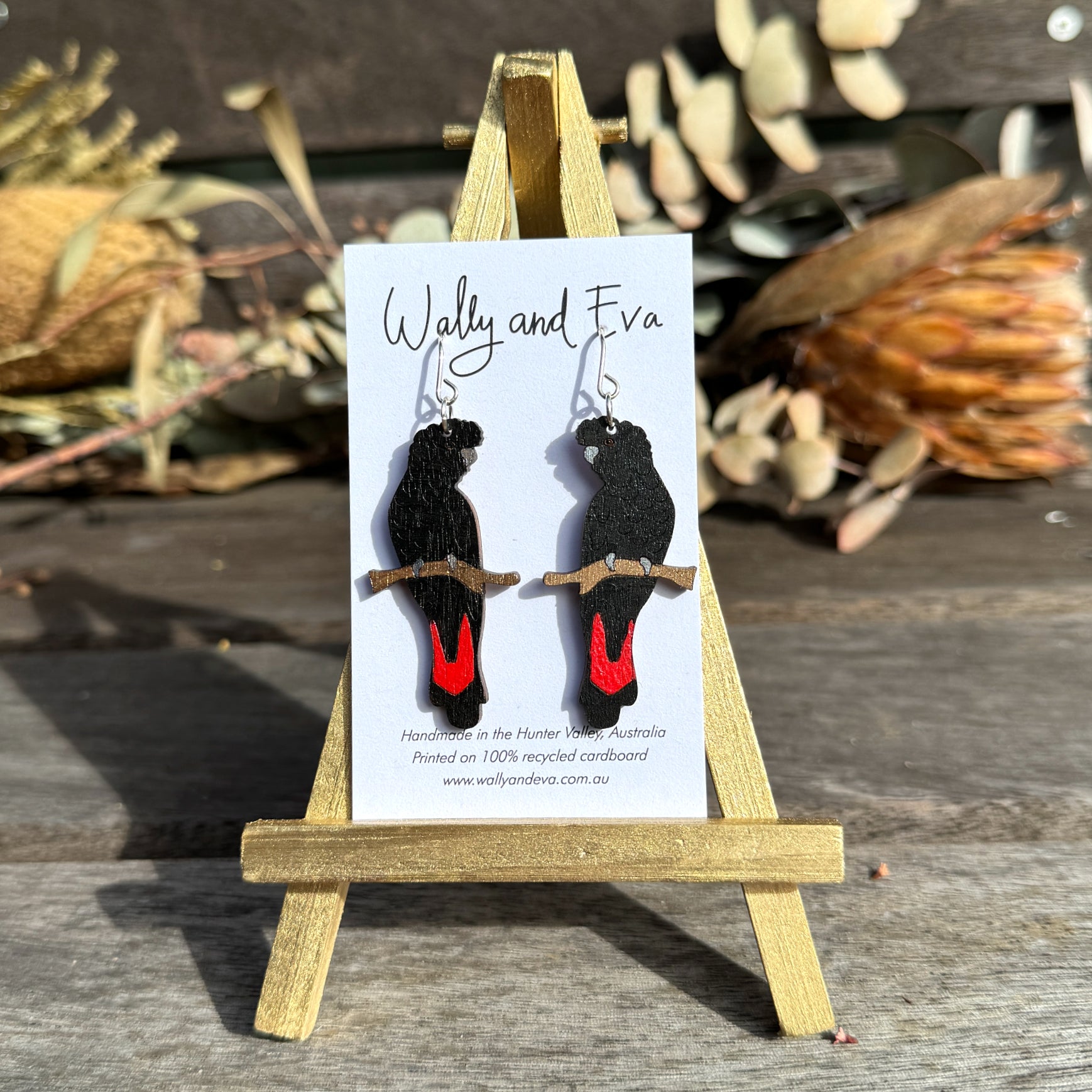 Red Tailed Black Cockatoos Handmade Earrings