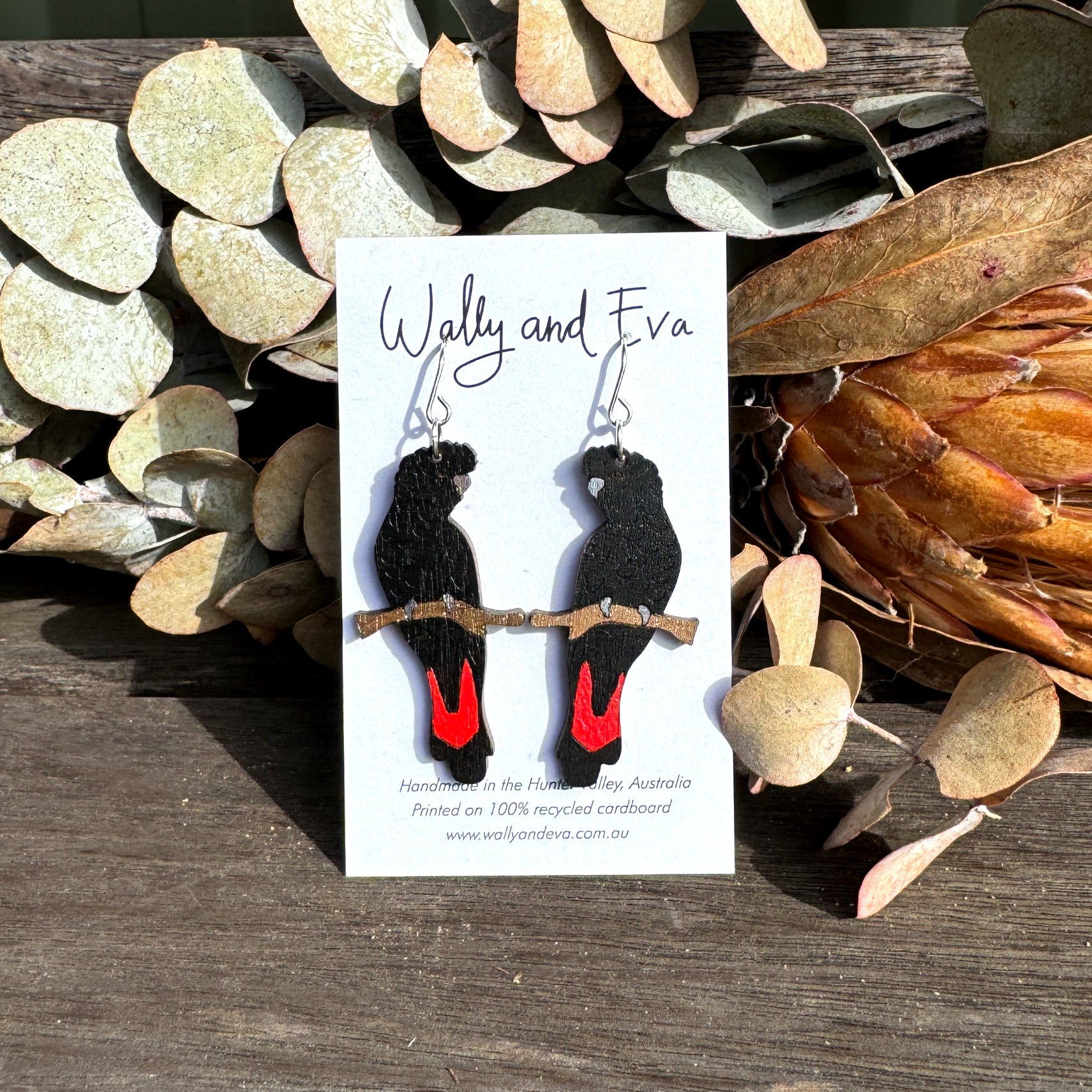 Red Tailed Black Cockatoos Handmade Earrings