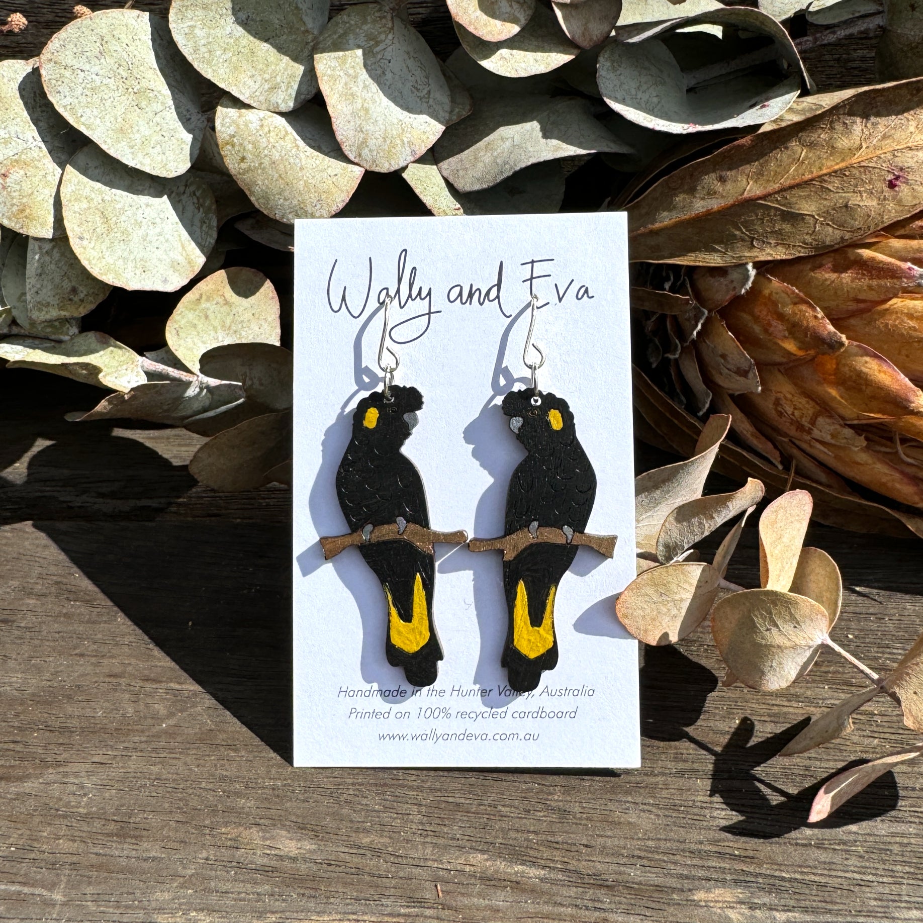 Yellow Tailed Black Cockatoos Handmade Earrings