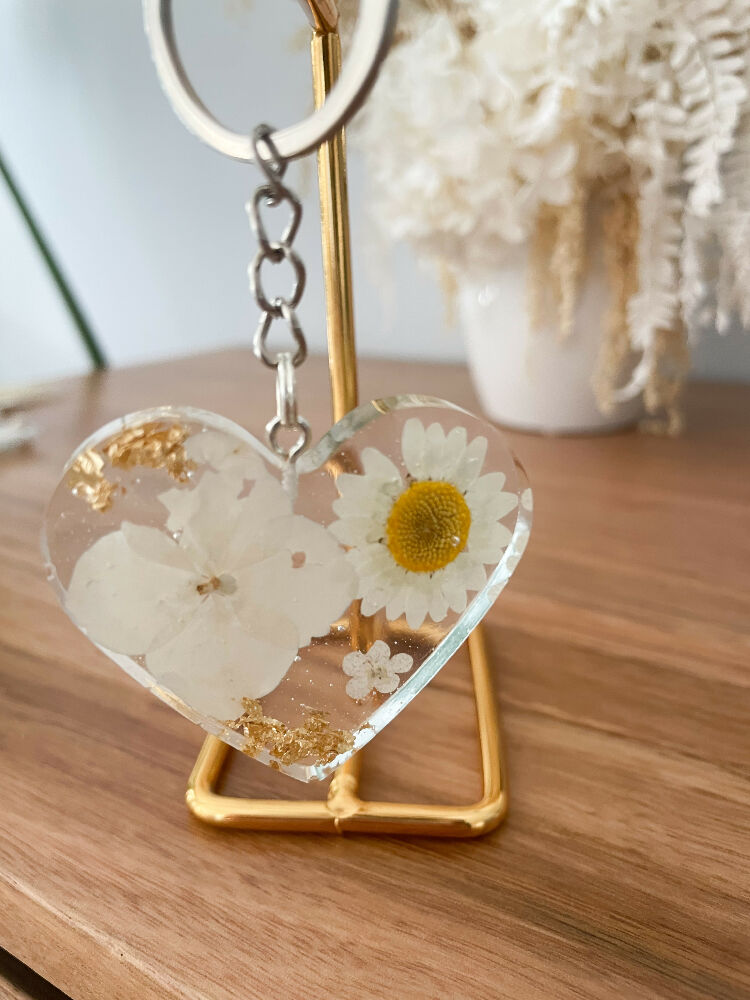 Keyring - White floral