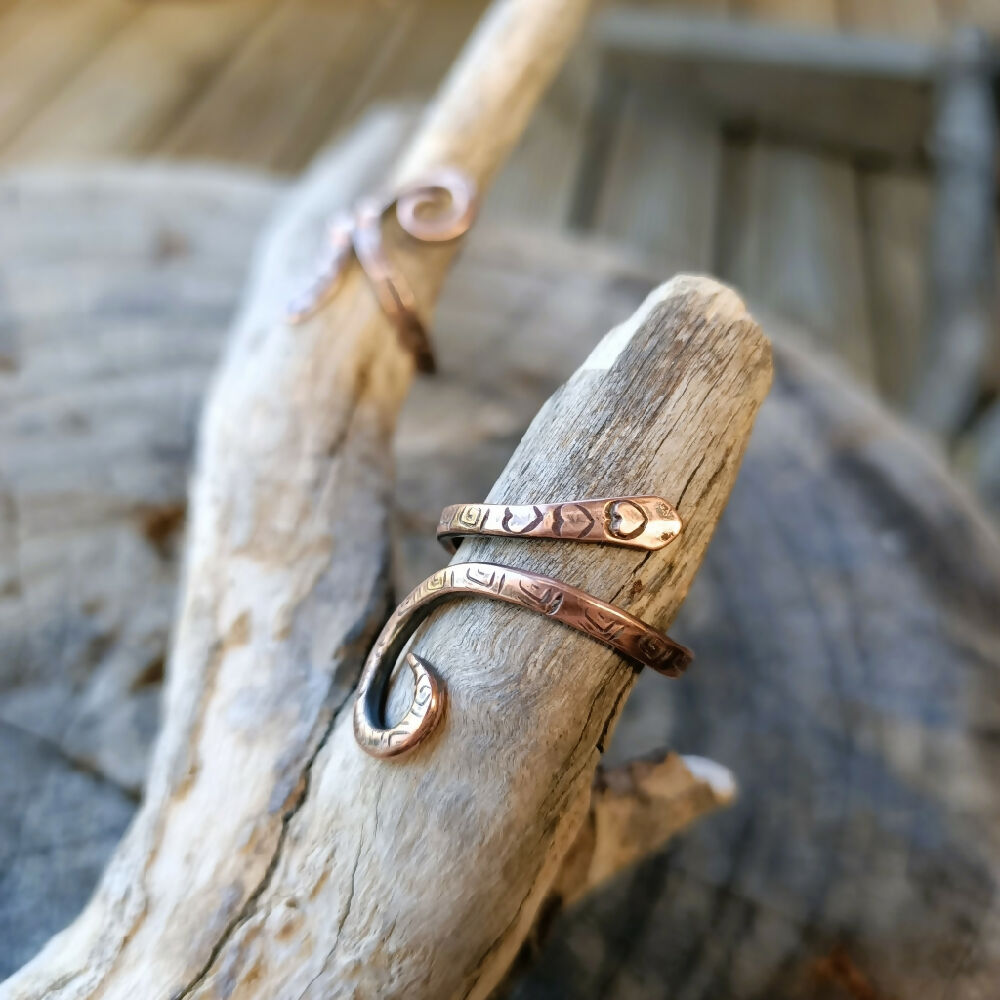 snake ring heart copper on branch