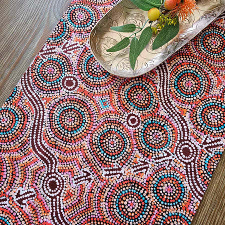 Indigenous Table Runner -  Warlu Kangaroo Dreaming