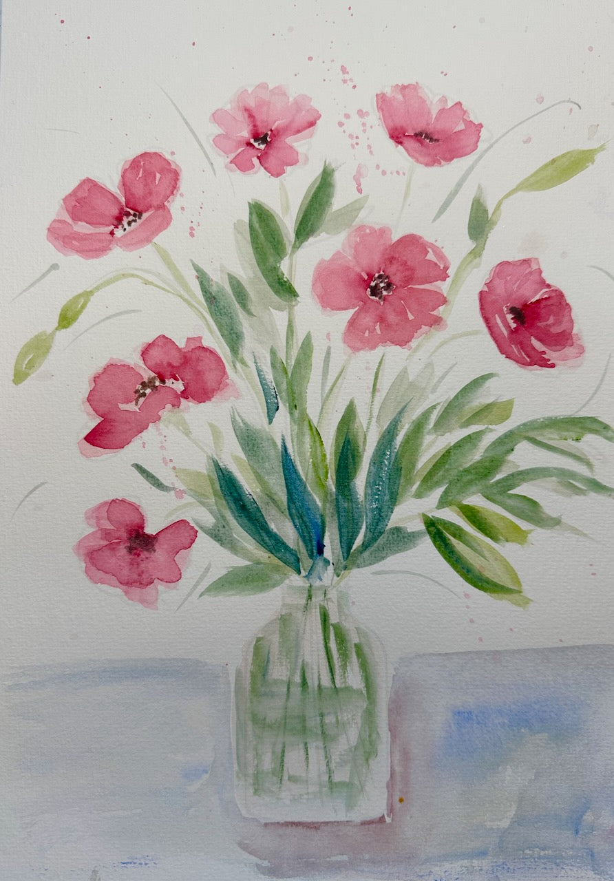 Floral Vase Watercolour Video Tutorial & Printable Line Drawing