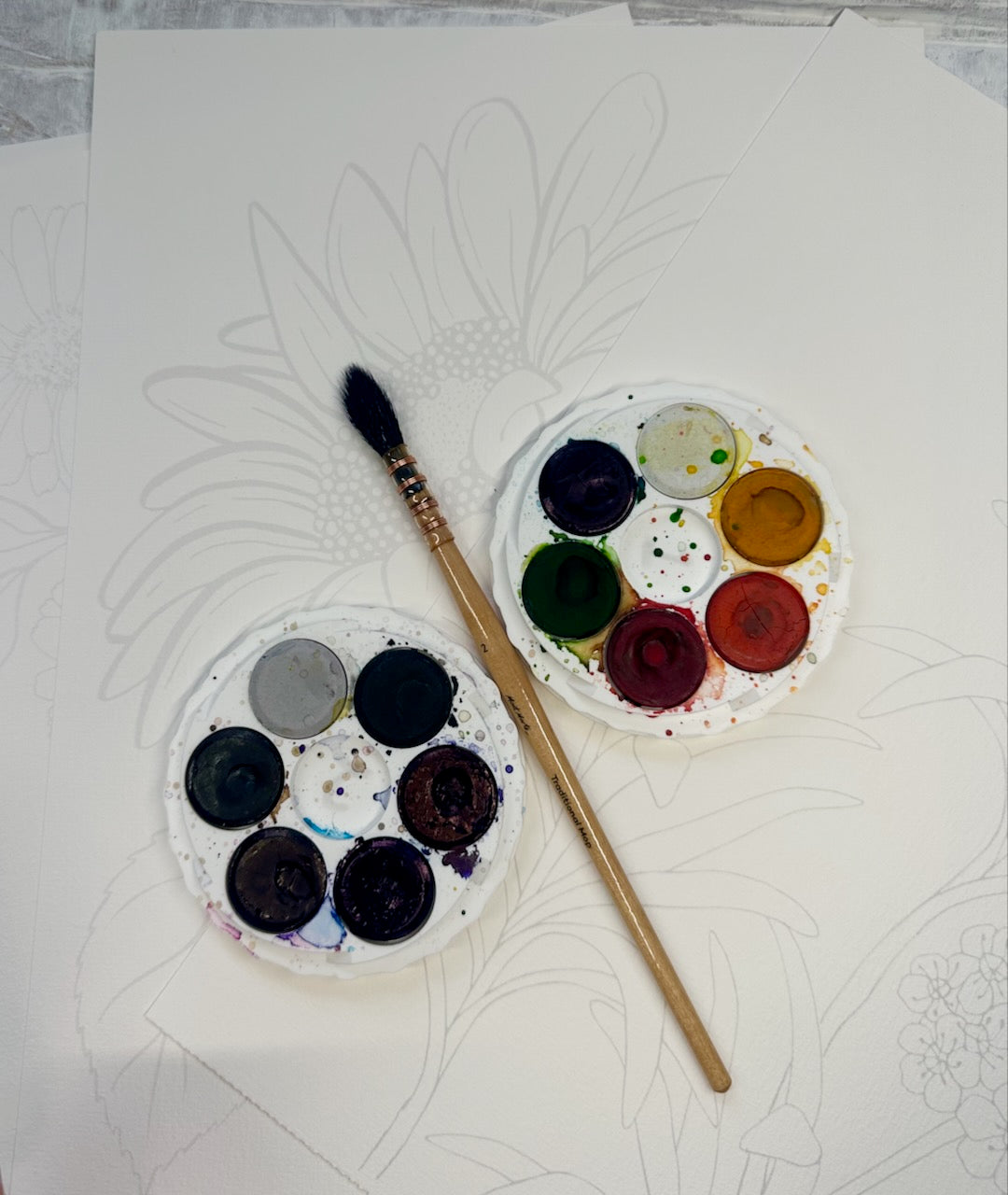 Floral Vase Watercolour Video Tutorial & Printable Line Drawing