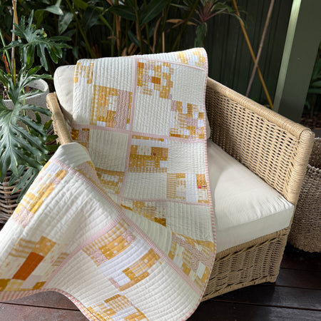 Sunbeams Coastal Quilt: Reversible Cream & Yellow design