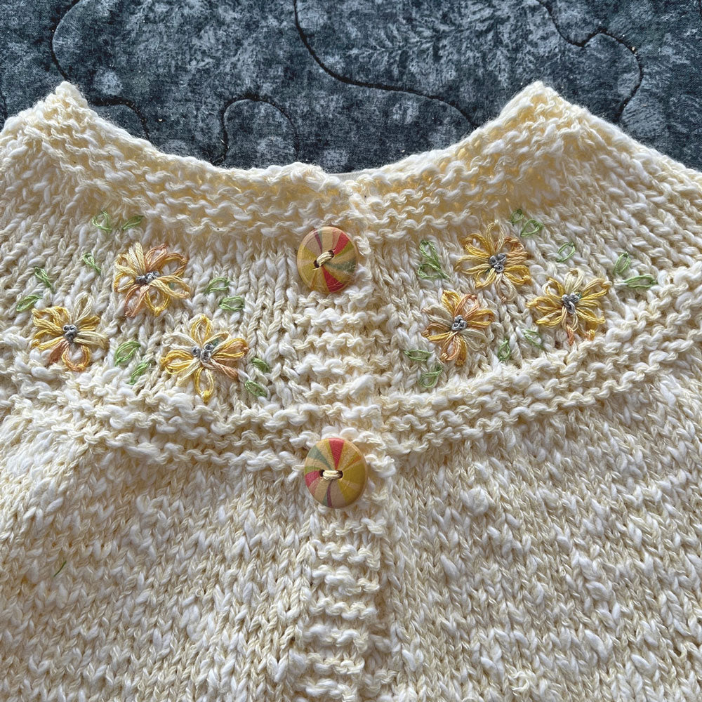 Blue, lemon size 0-1. hand embroidered, baptism.