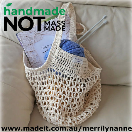 Smart, crocheted eco-friendly Shopper/market/project bags, mesh, Free post