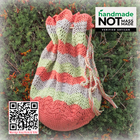 Cotton beach/project bag. Tutti-Frutti colours. Handmade. Free post.