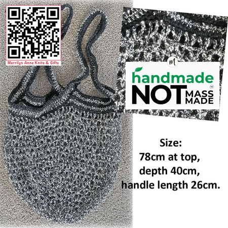 Market bags with bling! Black silver white, handmade. Free post.