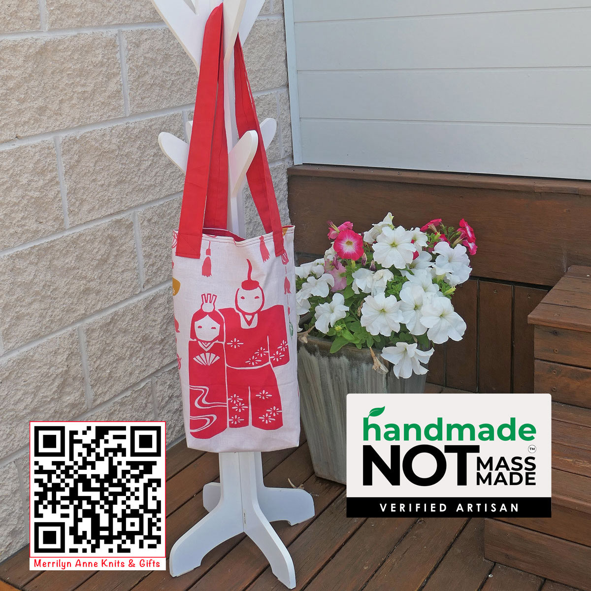 Japanese figured market/project bag: sturdy, enviro friendly. Free post.