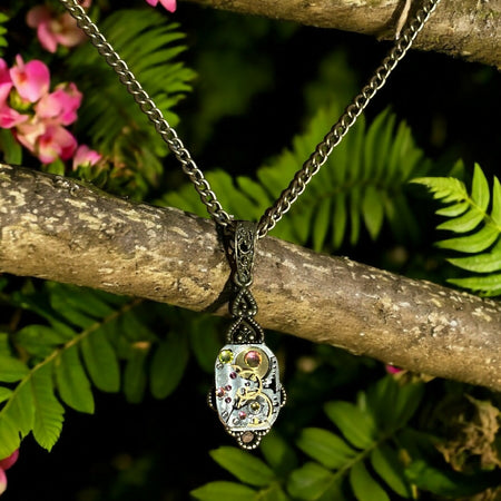 Steampunk watch movement necklace