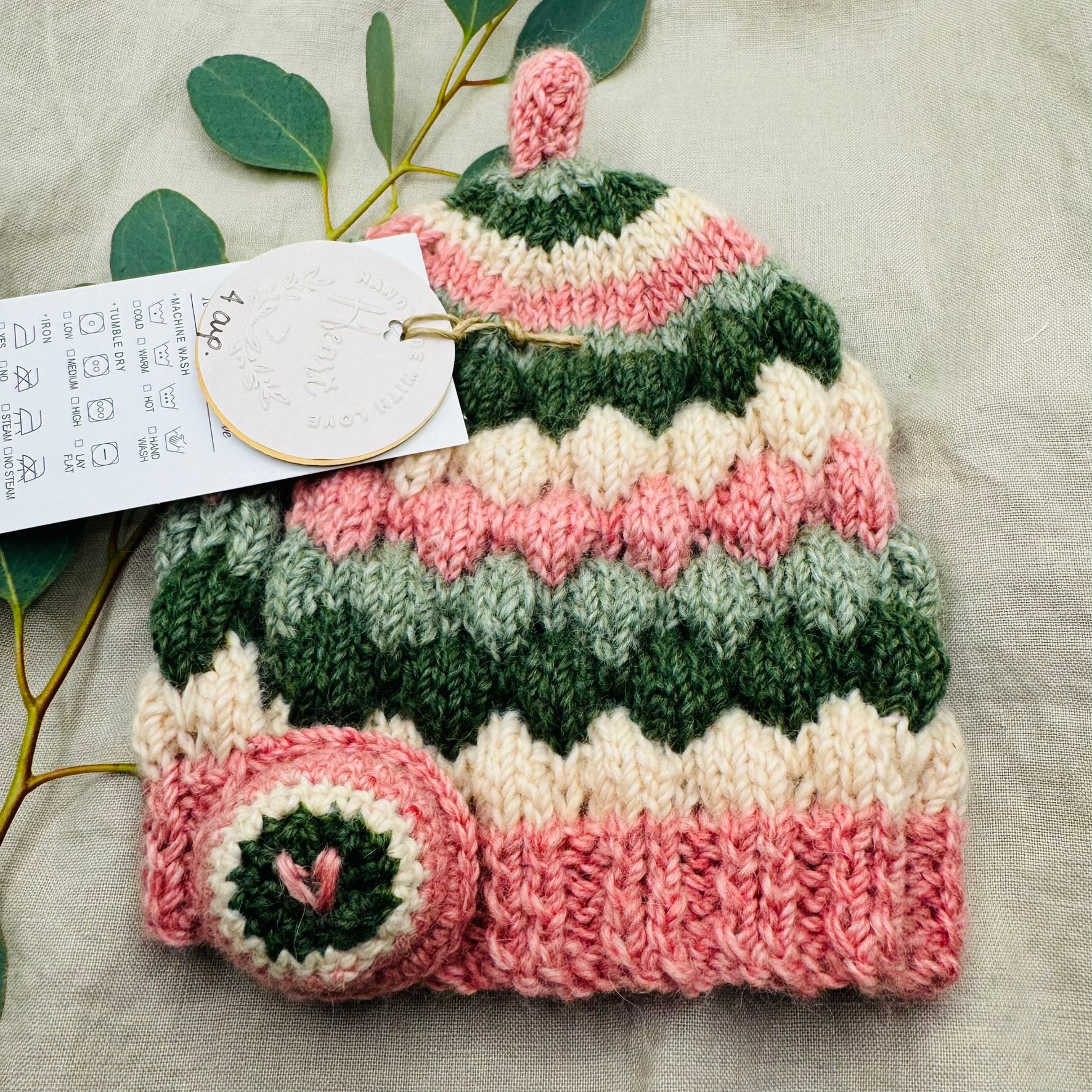 Teapot Cosy - Pinks and greens - Alpaca/Merino - 4 cups