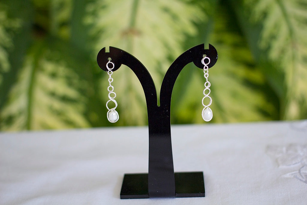 Natural White Pearl Loop Earrings | Special Occasion Jewellery