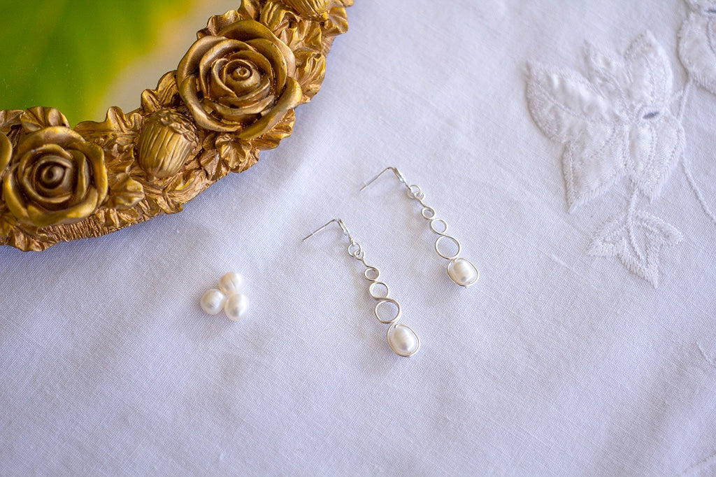 Natural White Pearl Loop Earrings | Special Occasion Jewellery