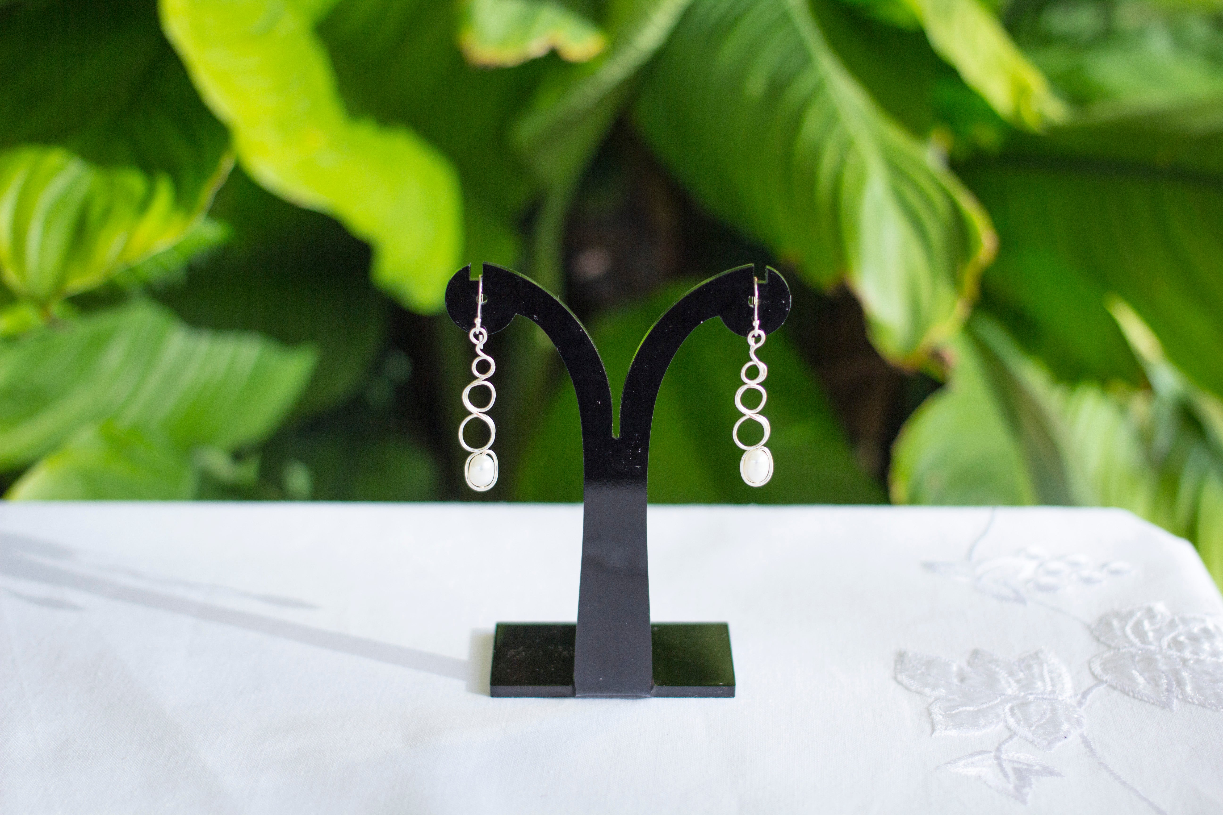 Natural White Pearl Loop Earrings | Special Occasion Jewellery