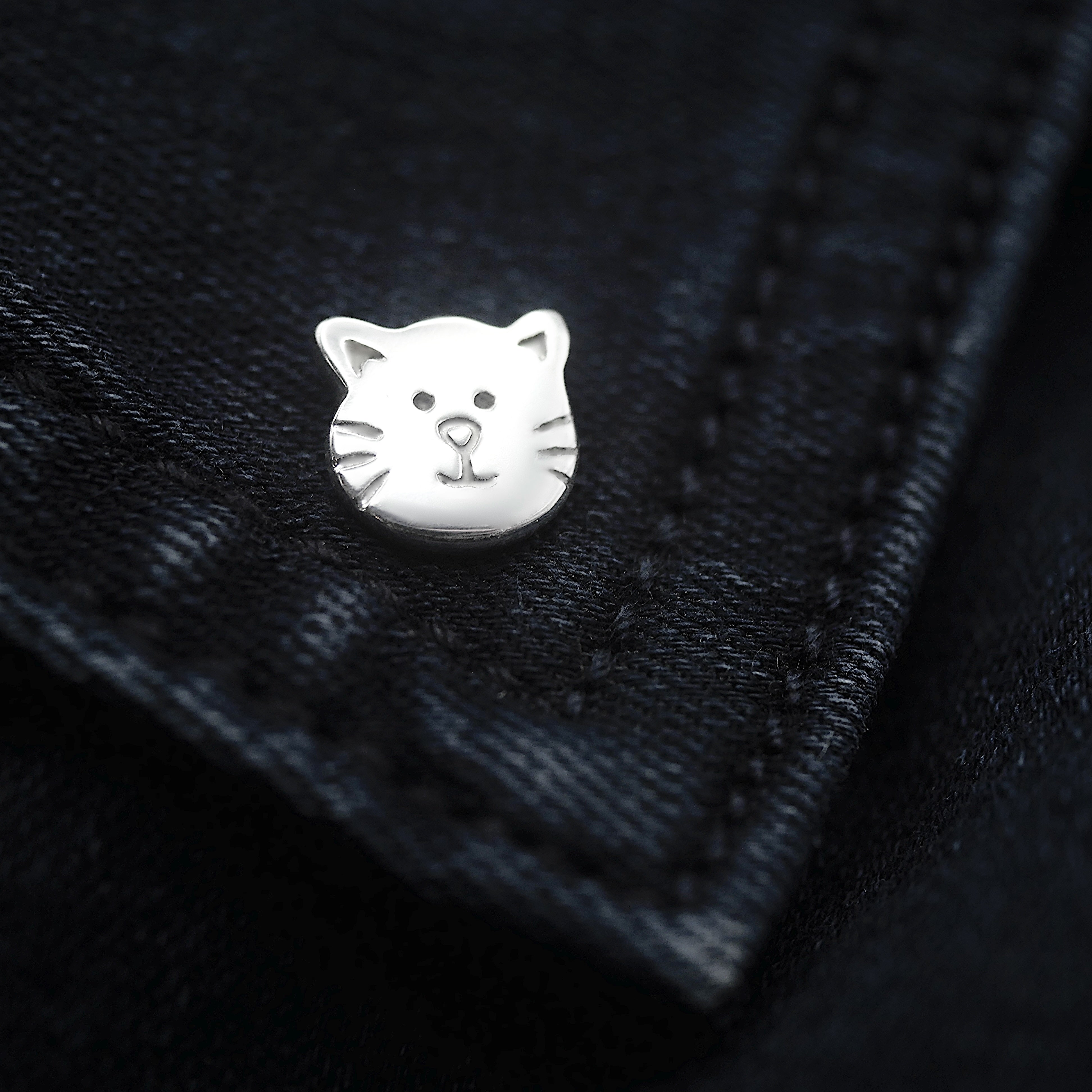 Cat Pin - Handmade Sterling Silver Kitty Brooch Pin