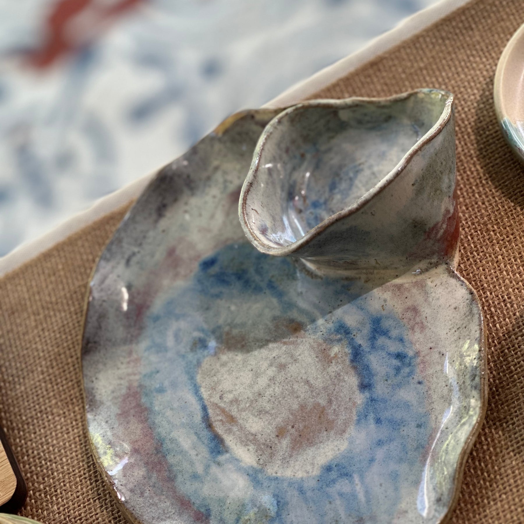 Ceramic Chip + Dip Plate - Australian Bloom