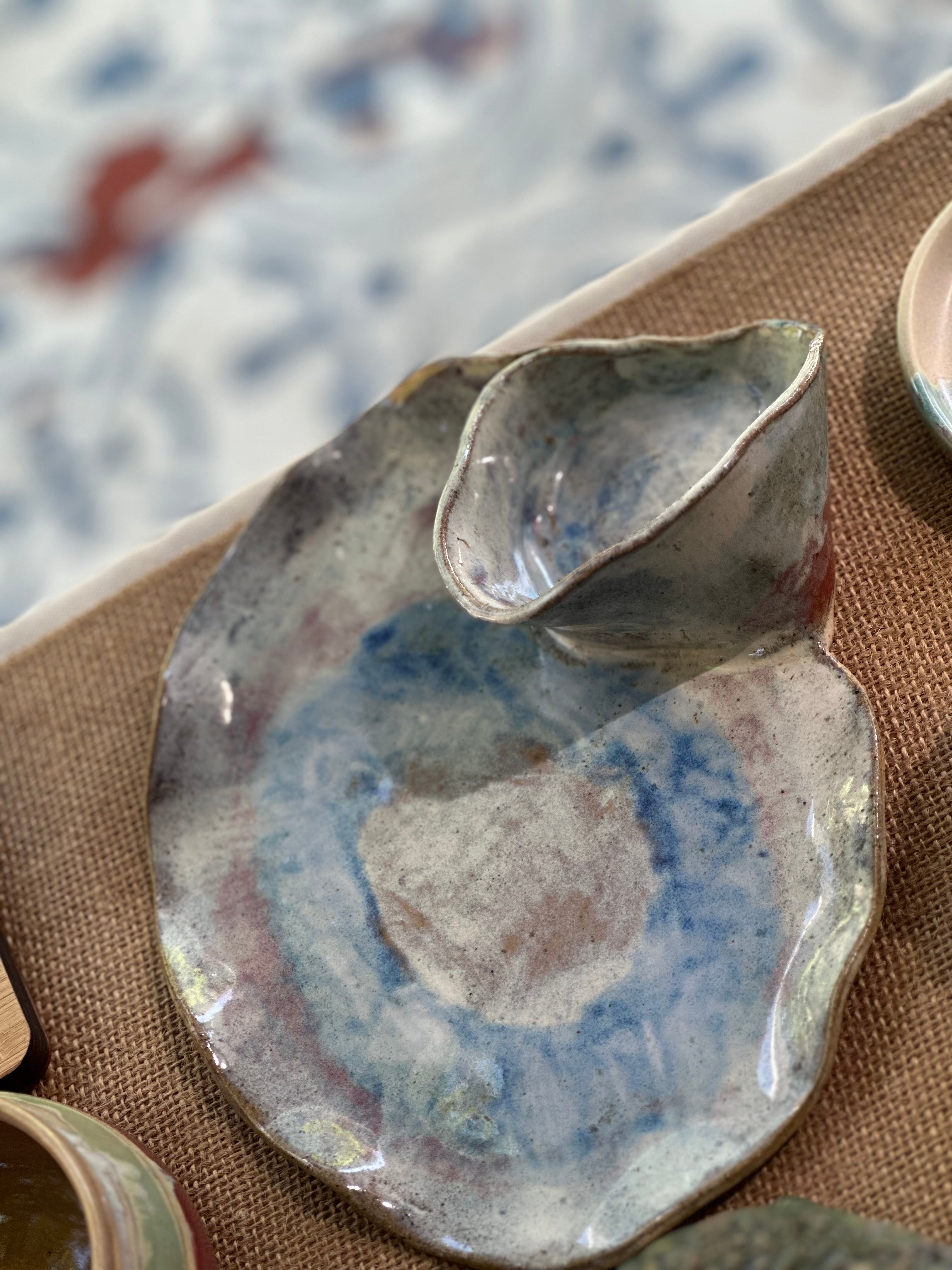 Ceramic Chip + Dip Plate - Australian Bloom