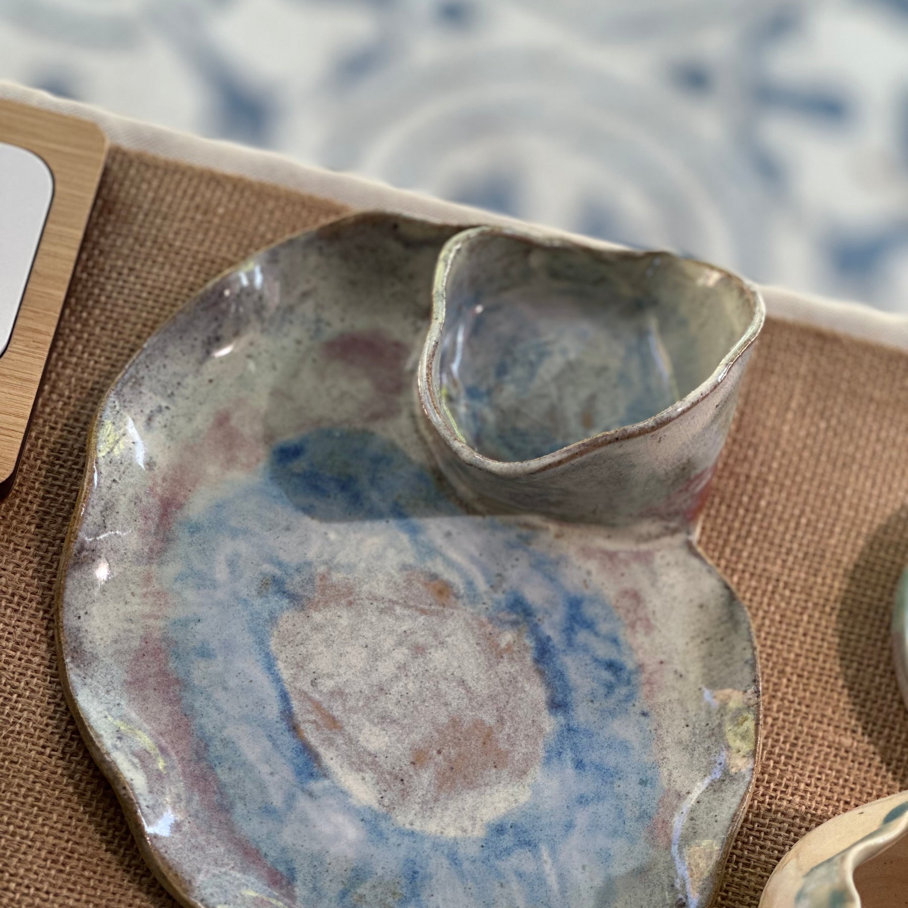 Ceramic Chip + Dip Plate - Australian Bloom